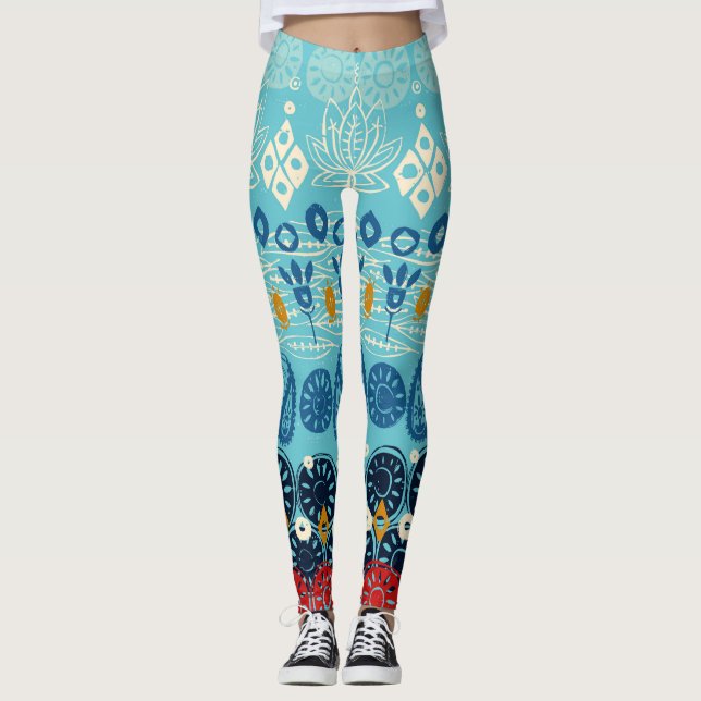 blått lotus leggings (Framsida)