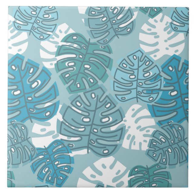 Blått löv keramiskt plattor kakelplatta (Framsidan)