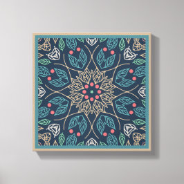 Blått Löv Line Art-Abstrakt Original wall dekanter Canvastryck