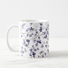 Blått Löv-Mönster-kaffe Mugg