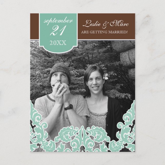 Blått Löv-webbkontrollant 2 Spara datum Meddelande Vykort (Framsida)