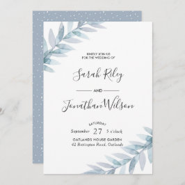 Blått Löv Winter-bröllopsinbjudan Inbjudningar