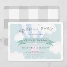 Blått Luftballong upp och bort 1:a födelsedag