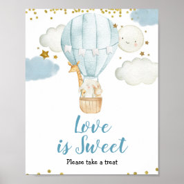 Blått Luftballong Vattenfärgen Kärlek är Söttecken Poster