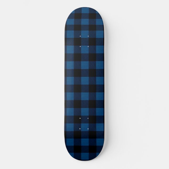 Blått Lumberjack Karo Mini Skateboard Bräda 18,5 Cm (Framsida)