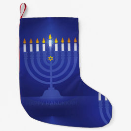 Blått lycklig hanukkah-bestånd liten julstrumpa
