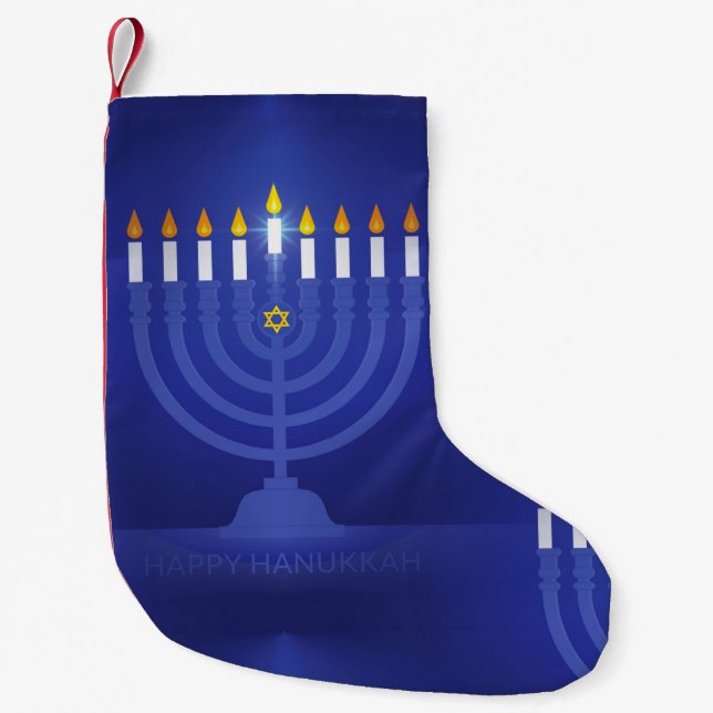 Blått lycklig hanukkah-bestånd liten julstrumpa (Framsidan)
