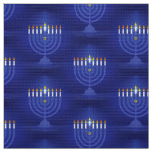 blått lycklig hanukkah-tyg tyg