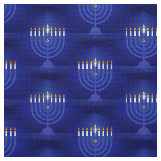 blått lycklig hanukkah-tyg tyg (Provkarta)