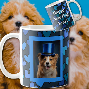 Blått Lycklig - nytt Hund år Kaffemugg