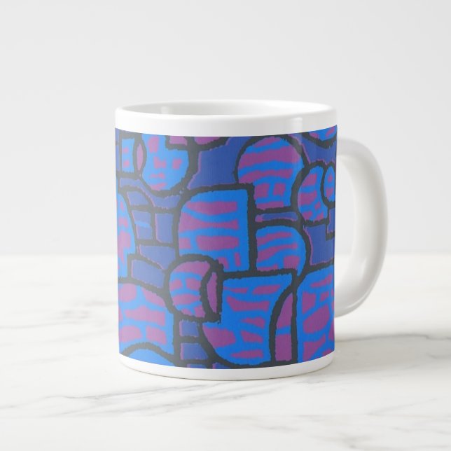 Blått, Magenta Abstrakt Jumbo Coffee Mugg Jumbo Mugg (Framsida höger)
