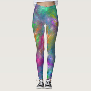 Blått Magenta Grönt Violet Orange Abstraction Leggings