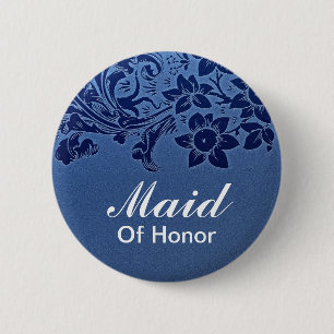 blått maid of honor bröllop knapp