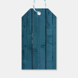 Blått målade wood plankor presentetikett
