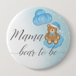 Blått Mamma som ska Sömnig Bear Boy Shower Knapp