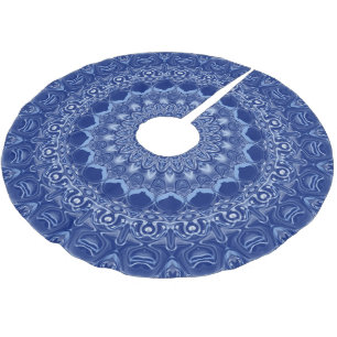 Blått Mandala-mönster med stjärnexplosionssymmetri Julgransmatta Borstad Polyester