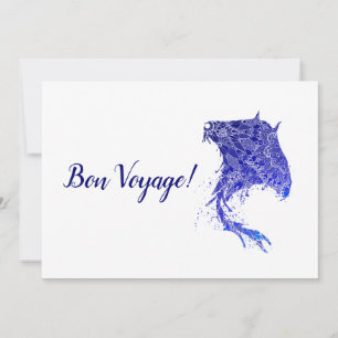 Blått Mandala Stingray Bon Voyage Card Tack Kort