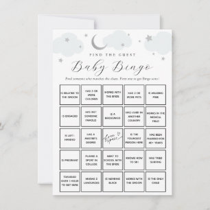 Blått Måne - hitta Baby Bingo-spelkortet för gäste Inbjudningar