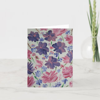 Blått Måne Ro Blommigt-anteckningskort Tack Kort