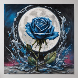 Blått Måne-Ro Poster