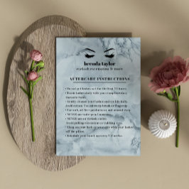 Blått marble Eyelash Browbar Aftercare Instruktion Visitkort