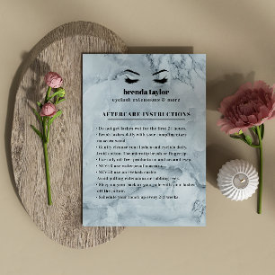 Blått marble Eyelash Browbar Aftercare Instruktion Visitkort