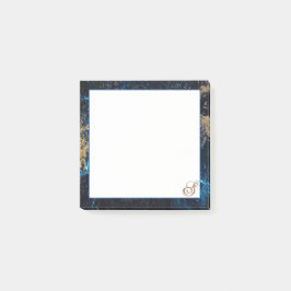 Blått MARBLE Tcky personlig Guld Post-it Block