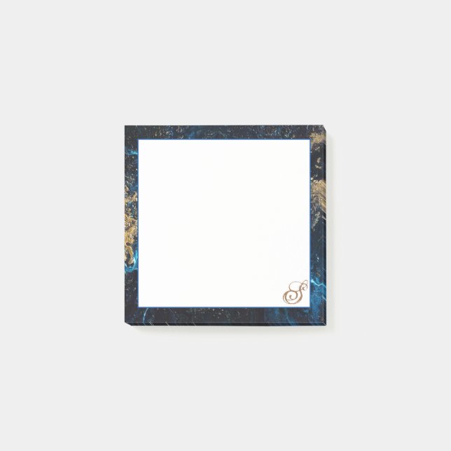 Blått MARBLE Tcky personlig Guld Post-it Block (Framsida)