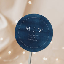 Blått marint monogram och Gräns Elegant bröllop