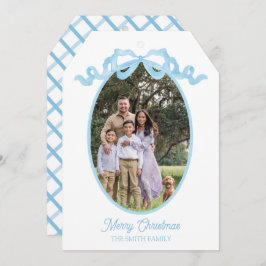 Blått Märkre för vattenfärgsfärgskort för menyflik Julkort