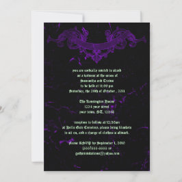 Blått marmor Lila Goth Wedding-inbjudan Inbjudningar