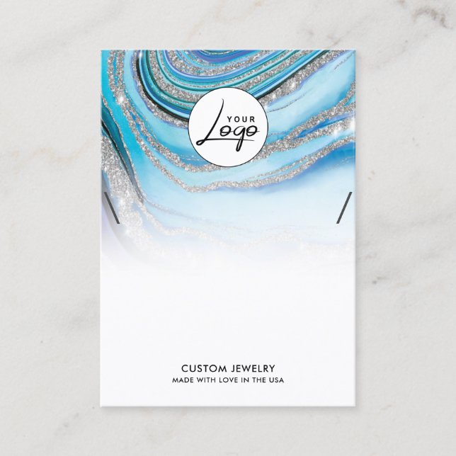 Blått marmor-Visning för broschyr i Logotyp Visitkort (Framsida)