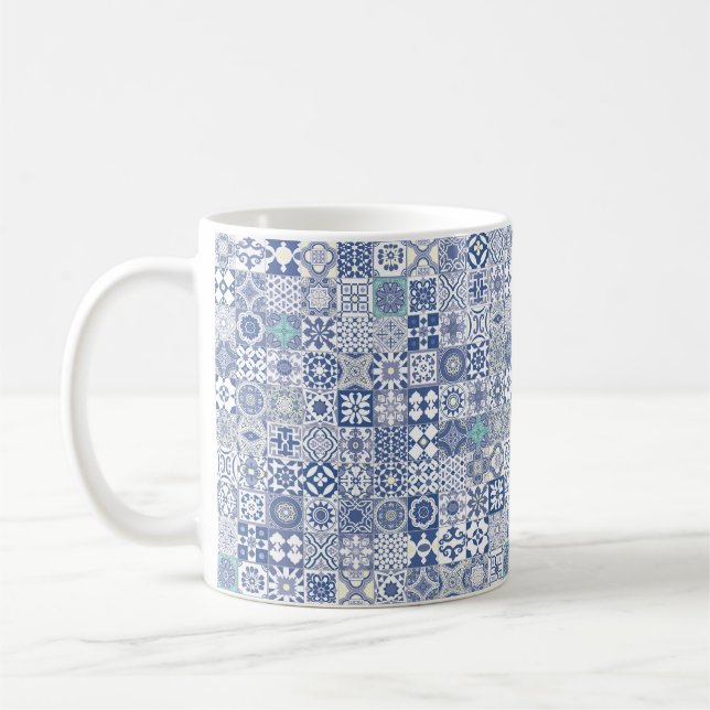 Blått marockanskt pastellblått kaffemugg (Vänster)