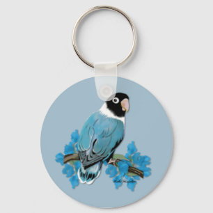 Blått maskerad Lovebird Keychain Nyckelring