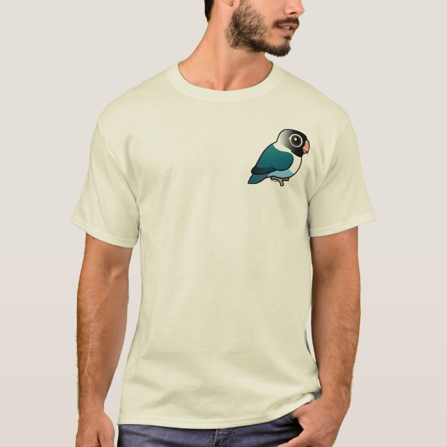 Blått maskerad Lovebird Tee Shirt (Framsida)