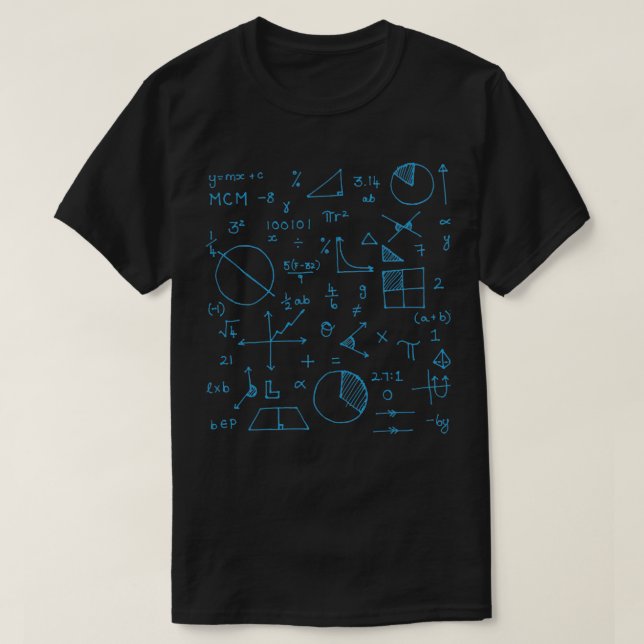 Blått matematikformler t shirt (Design framsida)