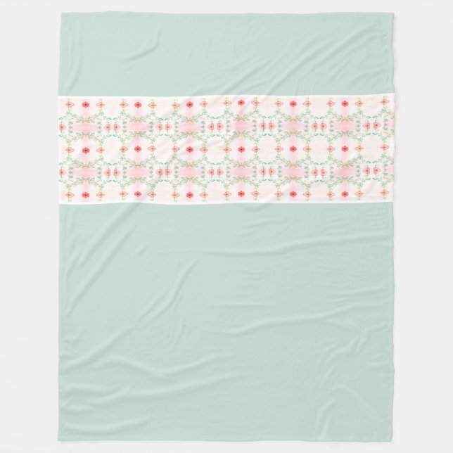 Blått med blomman centrerad design fleecefilt (Framsidan)