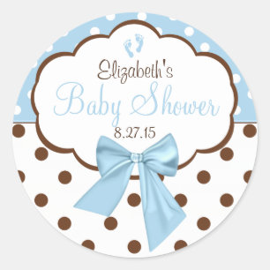 Blått med brun Polka dots babyskor Runt Klistermärke
