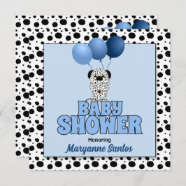 Blått med Dalmatien Puppy Theme Baby Shower Inbjudningar