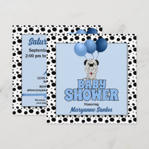 Blått med Dalmatien Puppy Theme Baby Shower Inbjudningar