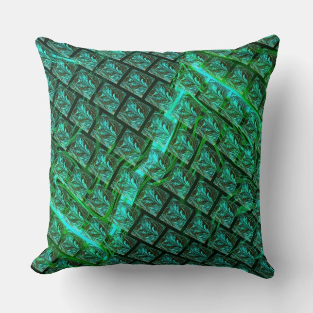 Blått med "flyter" sammanflätade linjer kudde (Framsida)