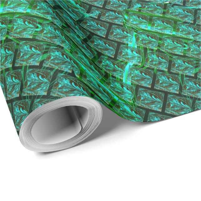 Blått med "flyter" sammanflätade linjer presentpapper (Rulle Hörn)