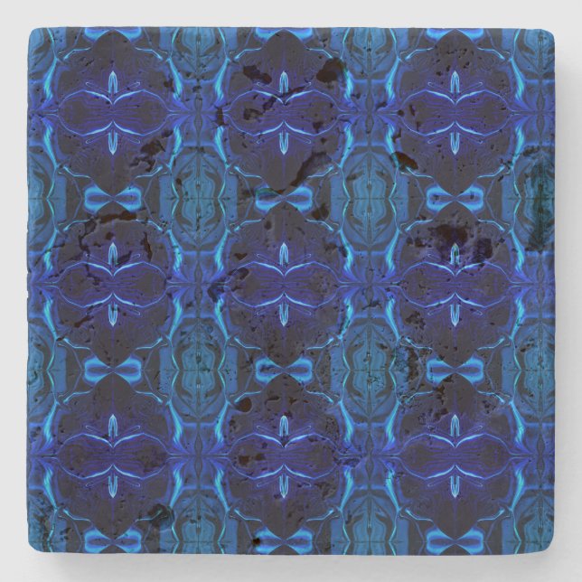 Blått med "flyter" sammanflätade linjer stenunderlägg (Framsidan)