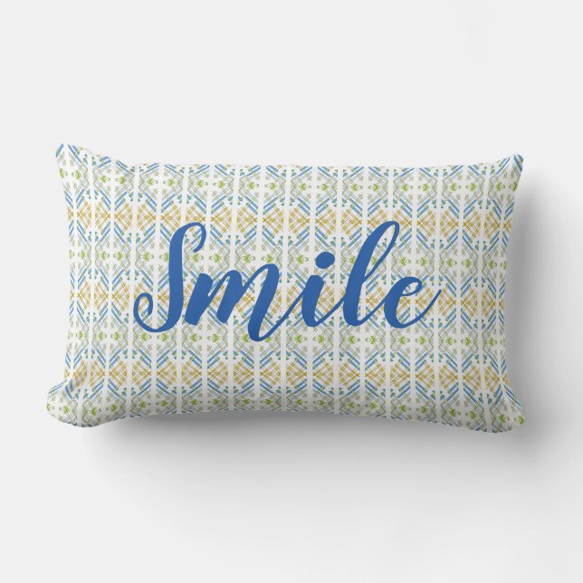 Blått med Guld Gult och Grönt Lumbarkudde (Framsida)