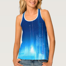 Blått med linjär design på ett tanktop