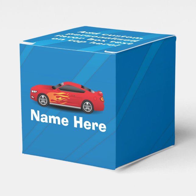 Blått med röda sportbilar Flames Kids Boys Presentaskar (Framsidan Sidan)
