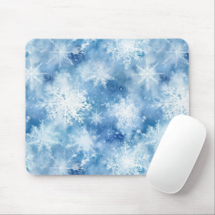 Blått med Snöflingor Watercolor Stil Musmatta