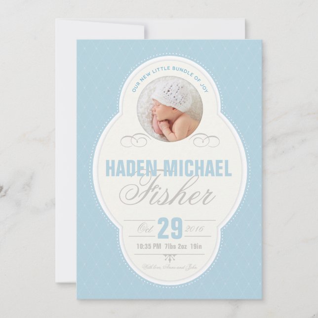 Blått meddelande om pojke i Vintage Ram (Framsida)