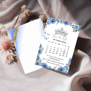 Blått Medelhavskalender som inte är foto spara dat Inbjudningar