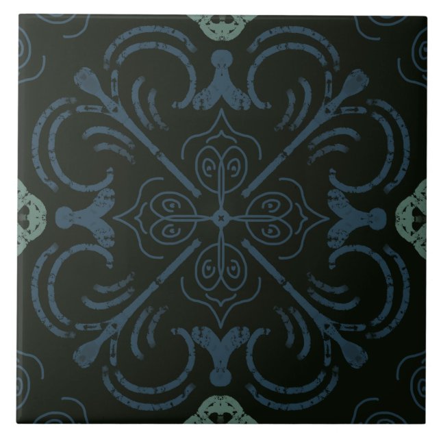 Blått Medelhavsskum - accent för hemdekanter Kakelplatta (Framsidan)